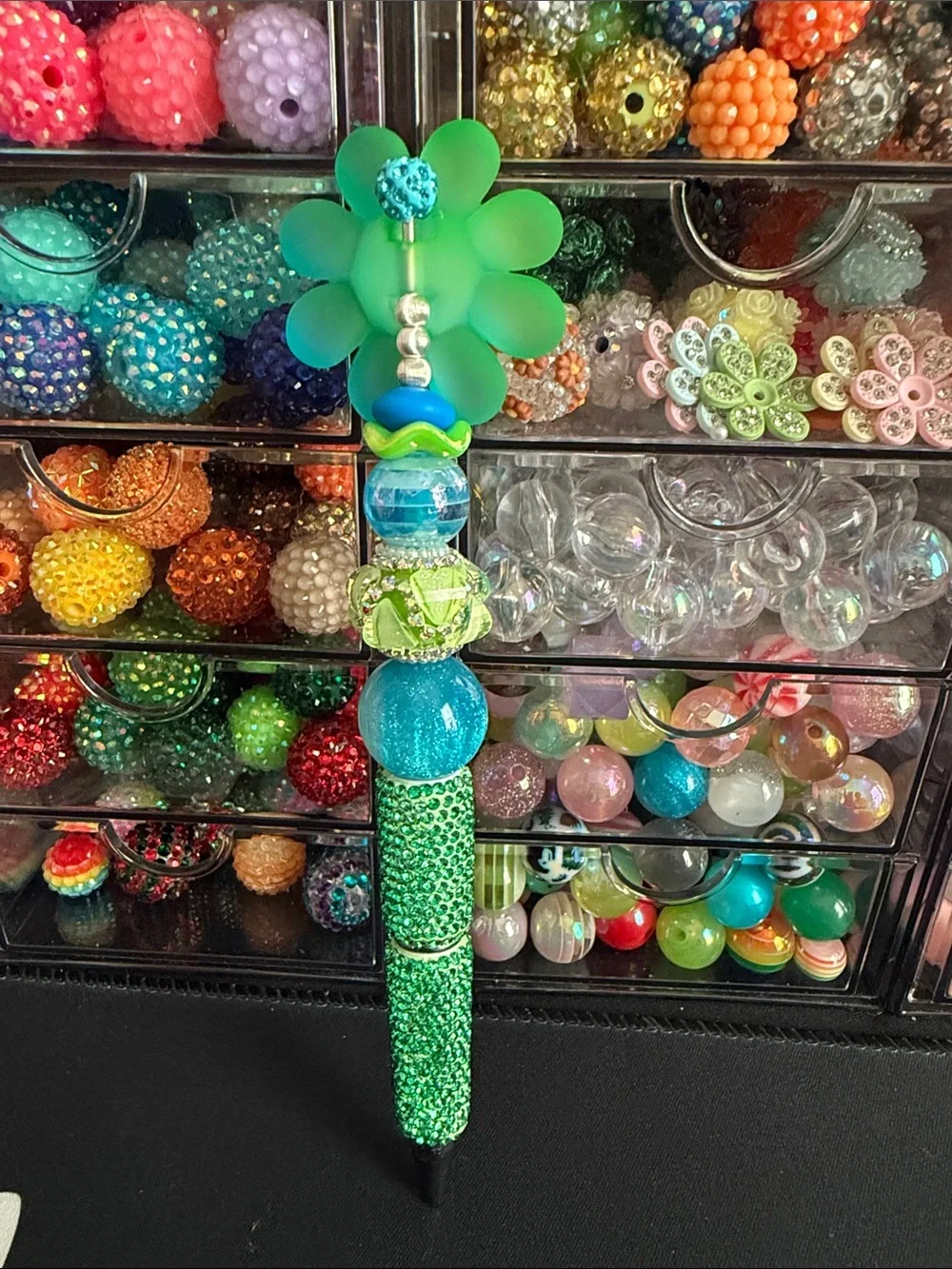Green & Blue Flower Pen